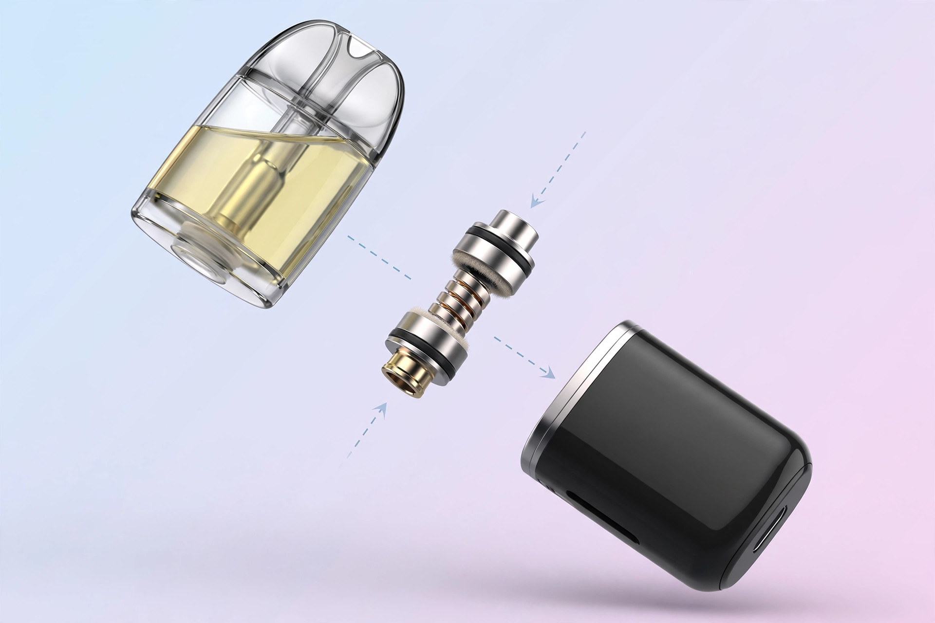 Pod kit anatomy parts explained 3D illustration